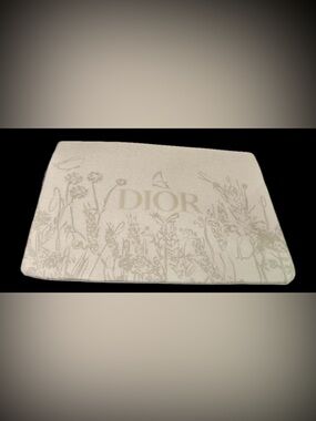 Christian Dior Floral Canvas Zip Pouch Cosmetic Bag w Box